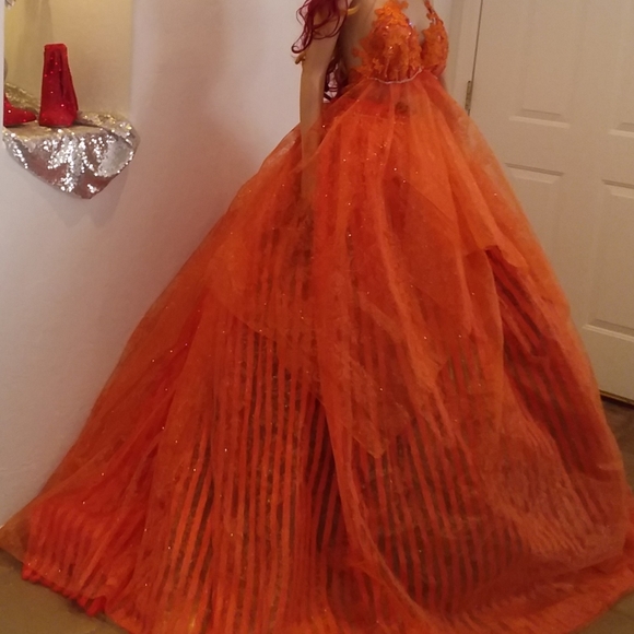"ANNONA" Orange Harvest Boho Wedding Ballgown Set - Picture 2 of 14